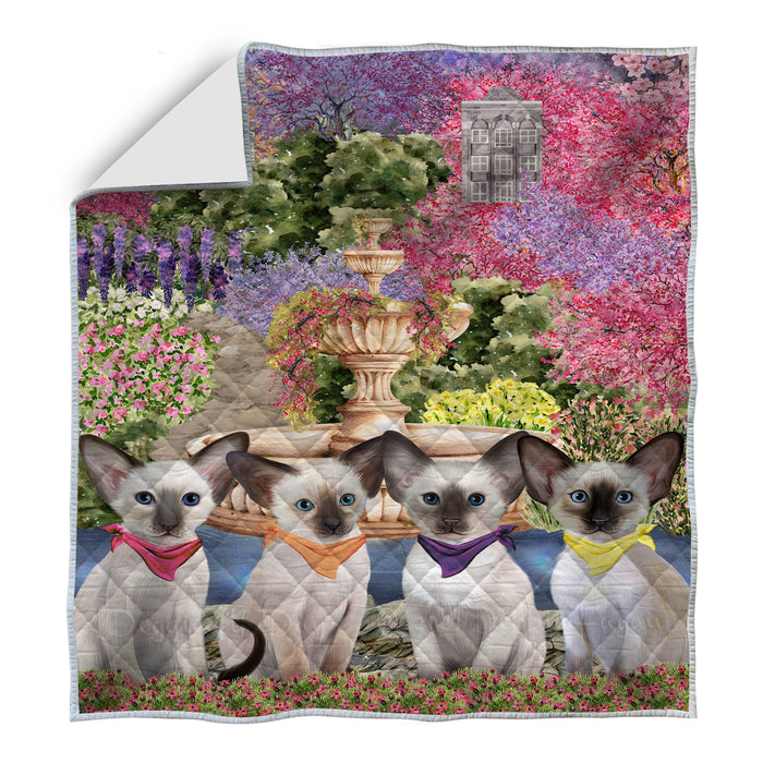 Oriental Blue-Point Siamese Bedding Quilt, Bedspread Coverlet Quilted, Explore a Variety of Designs, Custom, Personalized, Pet Gift for Cat Lovers