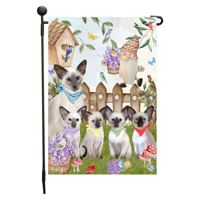 Oriental Blue-Point Siamese Cats Garden Flag: Explore a Variety of Designs, Custom, Personalized, Weather Resistant, Double-Sided, Outdoor Garden Yard Decor for Cat and Pet Lovers