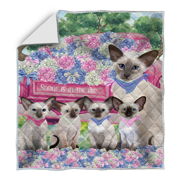 Oriental Blue-Point Siamese Bed Quilt, Explore a Variety of Designs, Personalized, Custom, Bedding Coverlet Quilted, Pet and Cat Lovers Gift