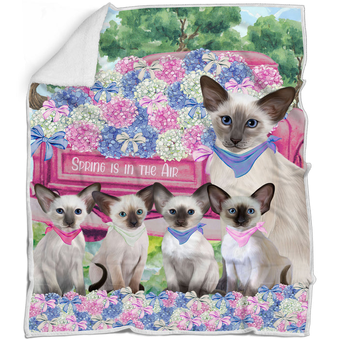 Oriental Blue-Point Siamese Bed Blanket, Explore a Variety of Designs, Custom, Soft and Cozy, Personalized, Throw Woven, Fleece and Sherpa, Gift for Pet and Cat Lovers