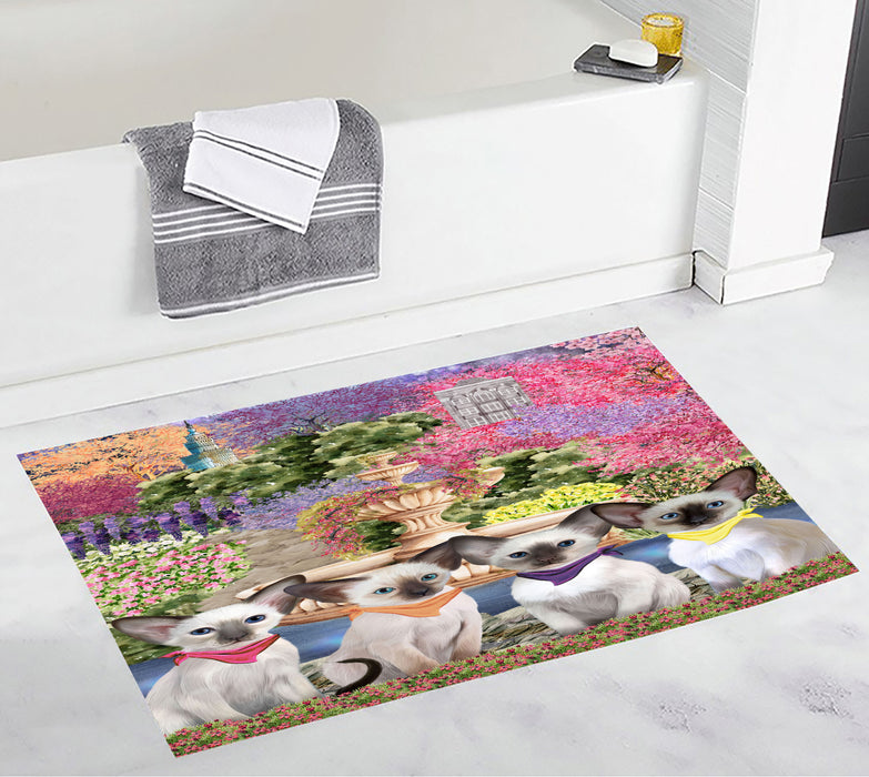 Oriental Blue-Point Siamese Custom Bath Mat, Explore a Variety of Personalized Designs, Anti-Slip Bathroom Pet Rug Mats, Cat Lover's Gifts