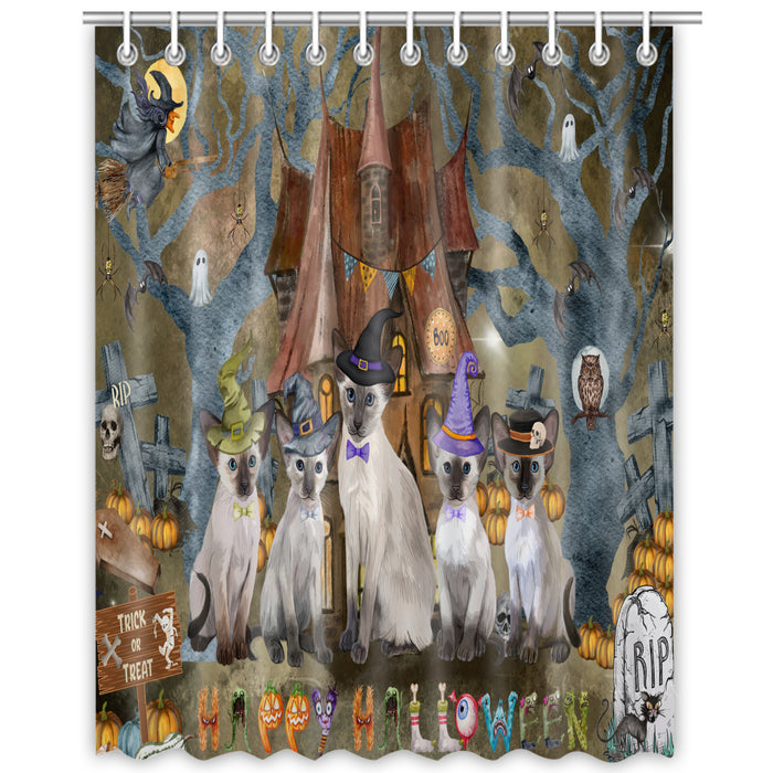 Oriental Blue-Point Siamese Shower Curtain: Explore a Variety of Designs, Personalized, Custom, Waterproof Bathtub Curtains for Bathroom Decor with Hooks, Pet Gift for Cat Lovers