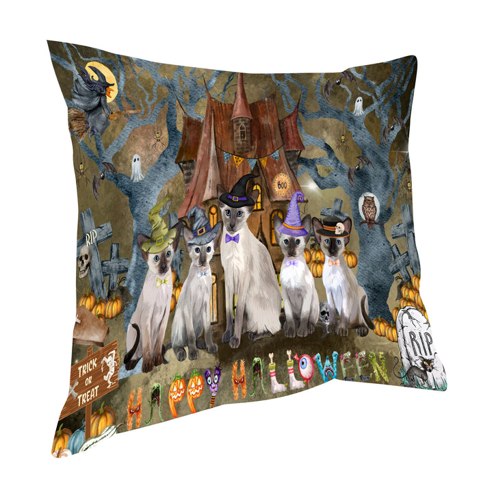 Oriental Blue-Point Siamese Pillow: Explore a Variety of Designs, Custom, Personalized, Throw Pillows Cushion for Sofa Couch Bed, Gift for Cat and Pet Lovers