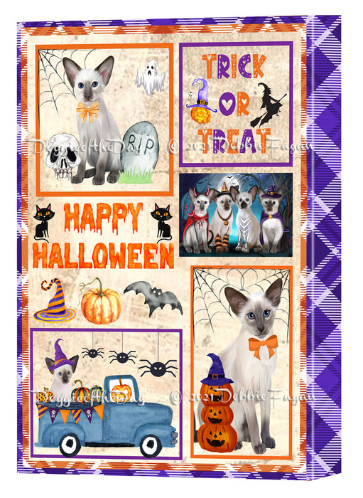 Happy Halloween Trick or Treat Oriental Blue Point Siamese Cats Canvas Wall Art Decor - Premium Quality Canvas Wall Art for Living Room Bedroom Home Office Decor Ready to Hang CVS150695