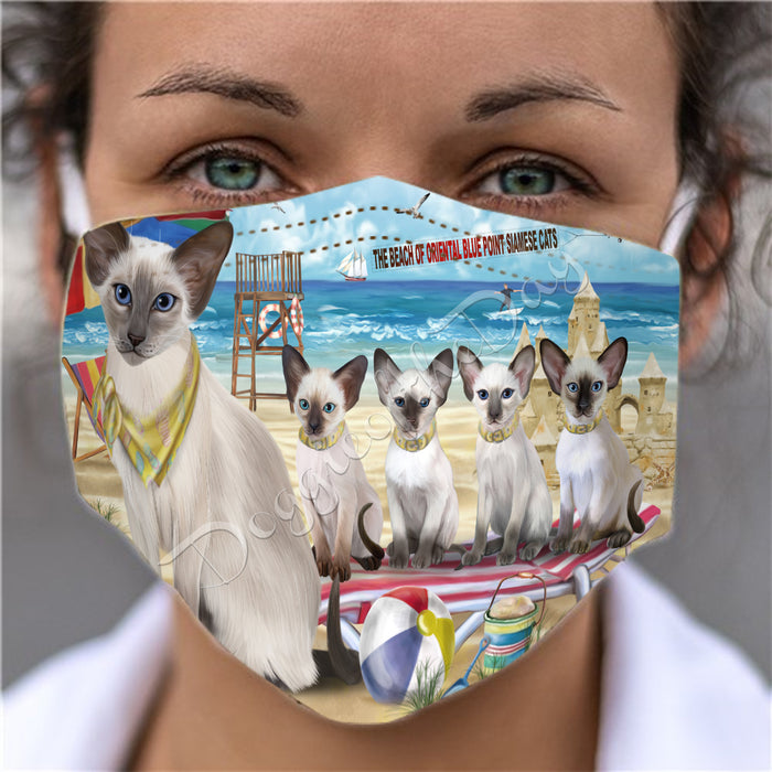 Pet Friendly Beach Oriental Blue Point Siamese Cats Face Mask FM49121
