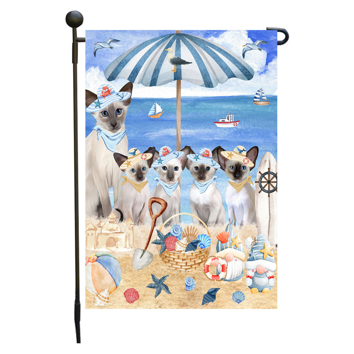 Oriental Blue-Point Siamese Cats Garden Flag, Double-Sided Outdoor Yard Garden Decoration, Explore a Variety of Designs, Custom, Weather Resistant, Personalized, Flags for Cat and Pet Lovers
