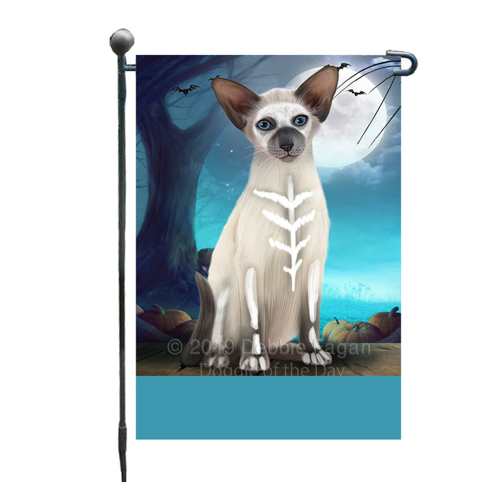 Personalized Happy Halloween Trick or Treat Oriental Blue Point Siamese Cat Skeleton Custom Garden Flag GFLG64535