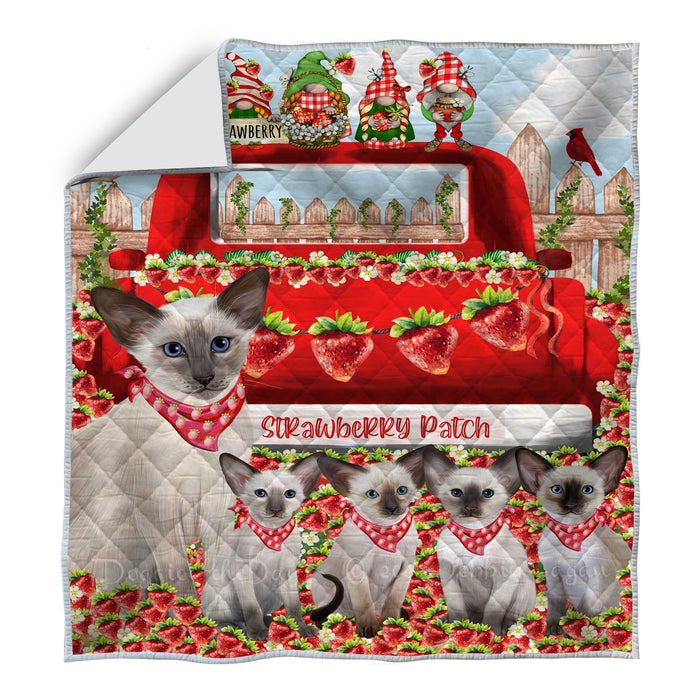 Oriental Blue-Point Siamese Quilt: Explore a Variety of Personalized Designs, Custom, Bedding Coverlet Quilted, Pet and Cat Lovers Gift