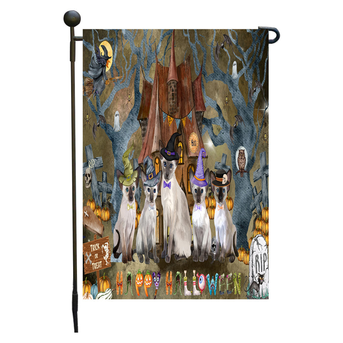 Oriental Blue-Point Siamese Cats Garden Flag: Explore a Variety of Designs, Personalized, Custom, Weather Resistant, Double-Sided, Outdoor Garden Halloween Yard Decor for Cat and Pet Lovers