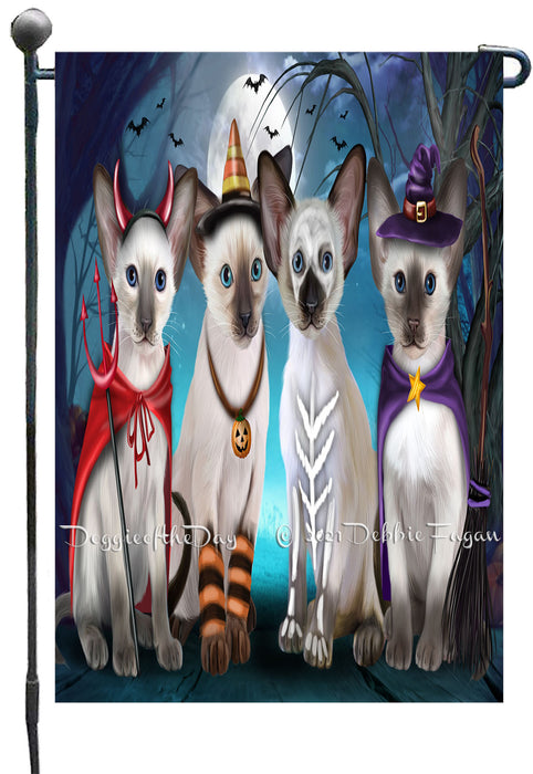 Happy Halloween Trick or Treat Oriental Blue Point Siamese Cats Garden Flags- Outdoor Double Sided Garden Yard Porch Lawn Spring Decorative Vertical Home Flags 12 1/2"w x 18"h
