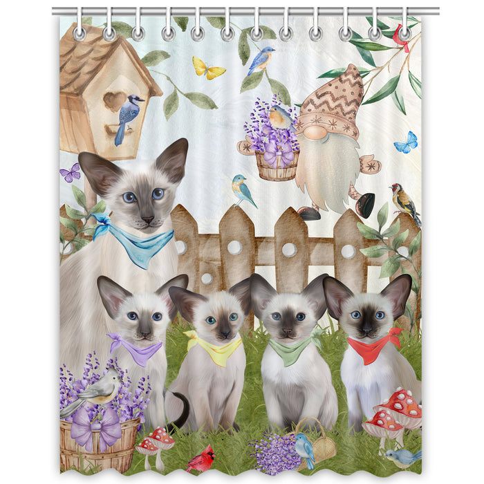 Oriental Blue-Point Siamese Shower Curtain, Explore a Variety of Personalized Designs, Custom, Waterproof Bathtub Curtains with Hooks for Bathroom, Cat Gift for Pet Lovers