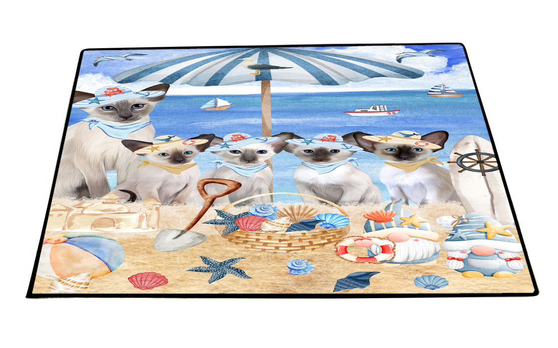 Oriental Blue-Point Siamese Floor Mat, Non-Slip Door Mats for Indoor and Outdoor, Custom, Explore a Variety of Personalized Designs, Cat Gift for Pet Lovers