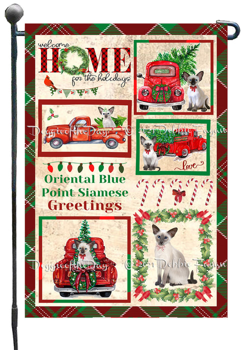 Welcome Home for Christmas Holidays Oriental Blue Point Siamese Cats Garden Flag GFLG67028