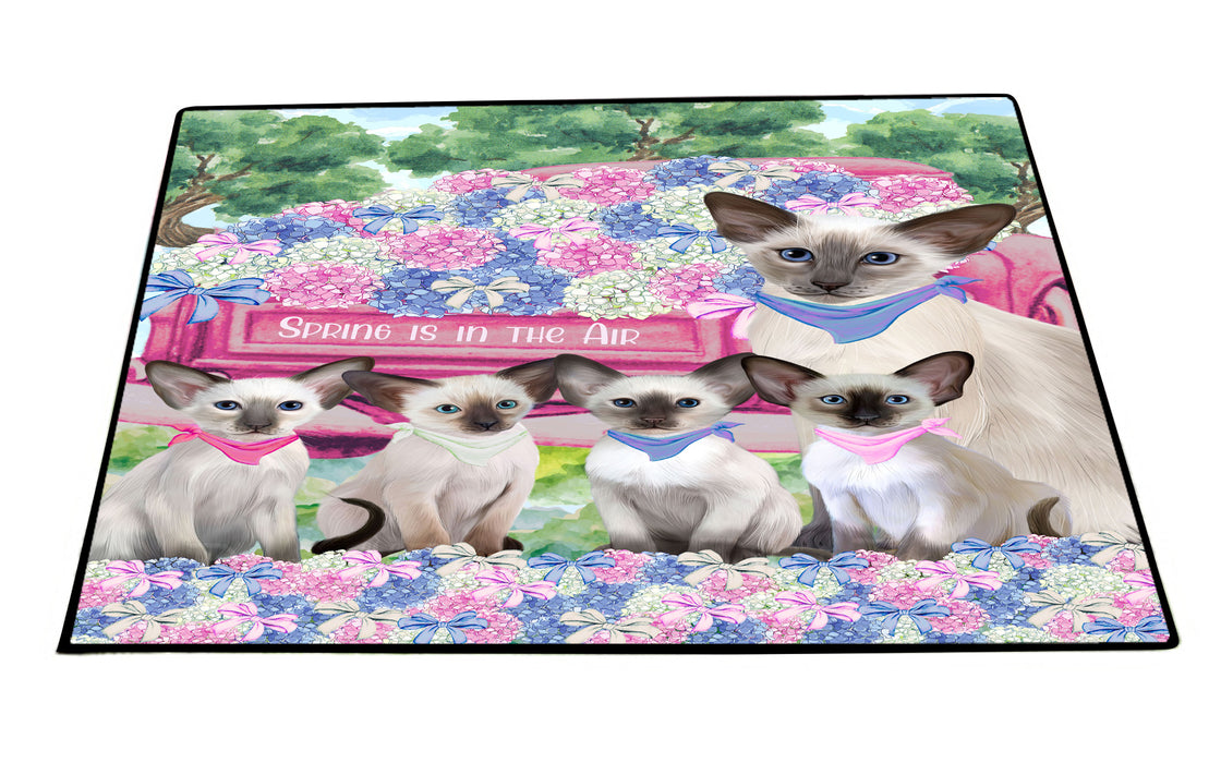 Oriental Blue-Point Siamese Floor Mat and Door Mats, Explore a Variety of Designs, Personalized, Anti-Slip Welcome Mat for Outdoor and Indoor, Custom Gift for Cat Lovers