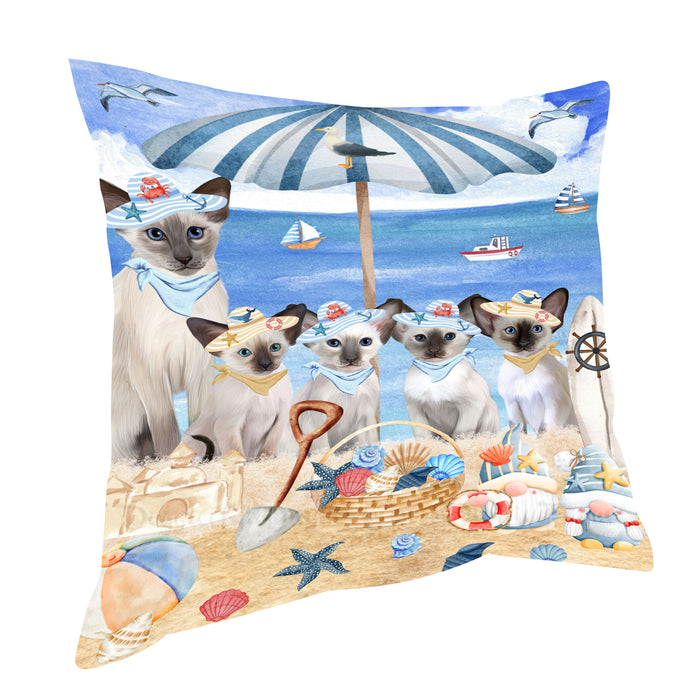 Oriental Blue-Point Siamese Throw Pillow: Explore a Variety of Designs, Custom, Cushion Pillows for Sofa Couch Bed, Personalized, Cat Lover's Gifts