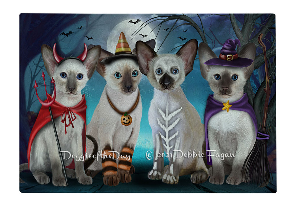 Happy Halloween Trick or Treat Oriental Blue Point Siamese Cats Cutting Board - Easy Grip Non-Slip Dishwasher Safe Chopping Board Vegetables C79639