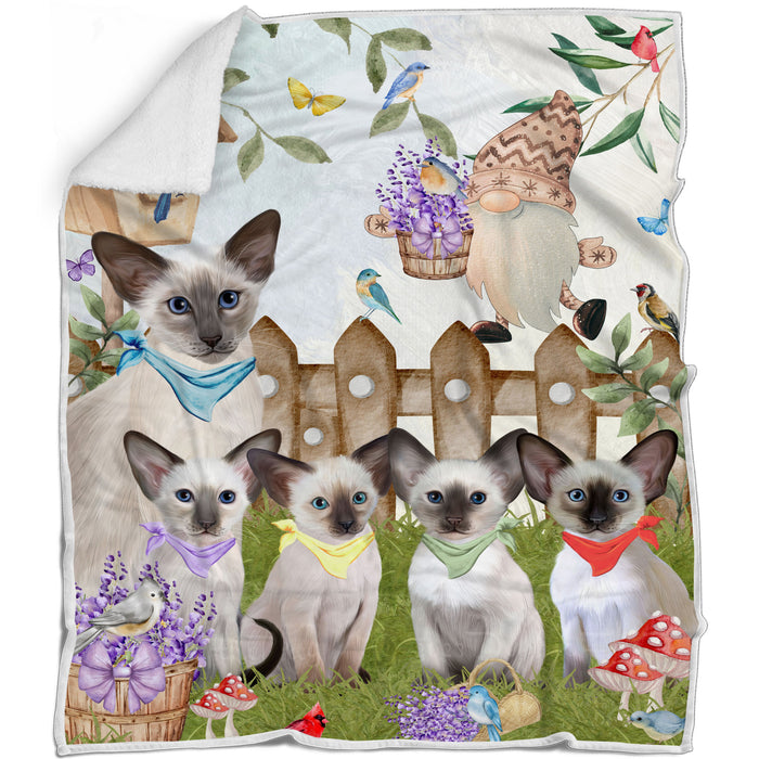 Oriental Blue-Point Siamese Bed Blanket, Explore a Variety of Designs, Personalized, Throw Sherpa, Fleece and Woven, Custom, Soft and Cozy, Cat Gift for Pet Lovers