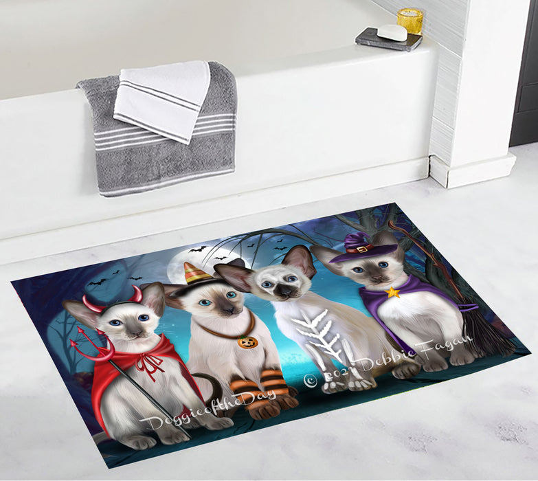 Happy Halloween Trick or Treat Oriental Blue Point Siamese Cats Bathroom Rugs with Non Slip Soft Bath Mat for Tub BRUG54979