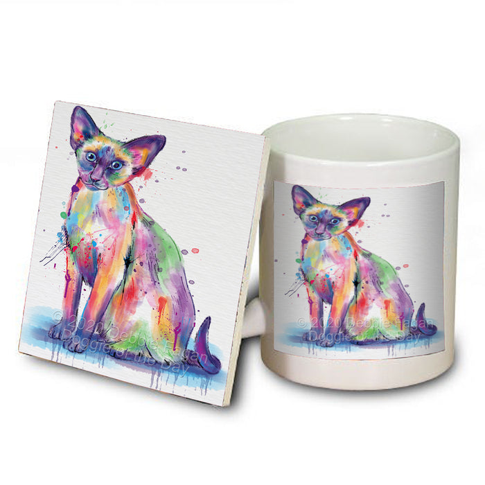 Watercolor Oriental Blue Point Siamese Cat Coasters Set of 4 CSTA57665