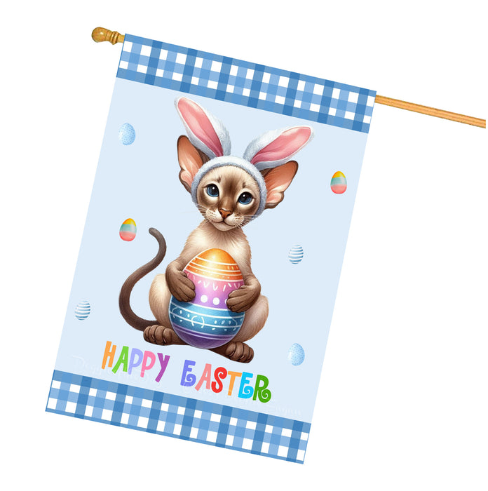 Oriental Shorthair Cat Easter Day House Flags with Multi Design - Double Sided Easter Festival Gift for Home Decoration  - Holiday Cats Flag Decor 28" x 40"