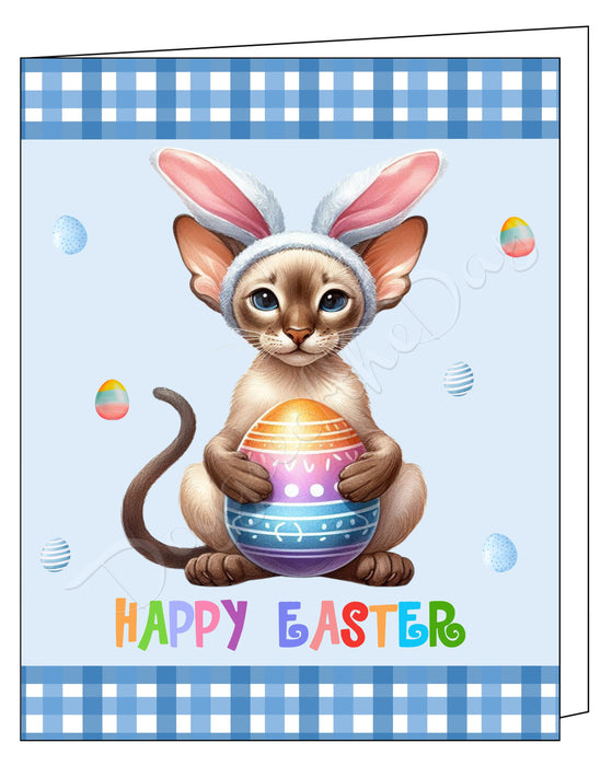 Oriental Shorthair Cat Easter Day Greeting Cards and Note Cards with Envelope - Easter Invitation Card with Multi Design Pack