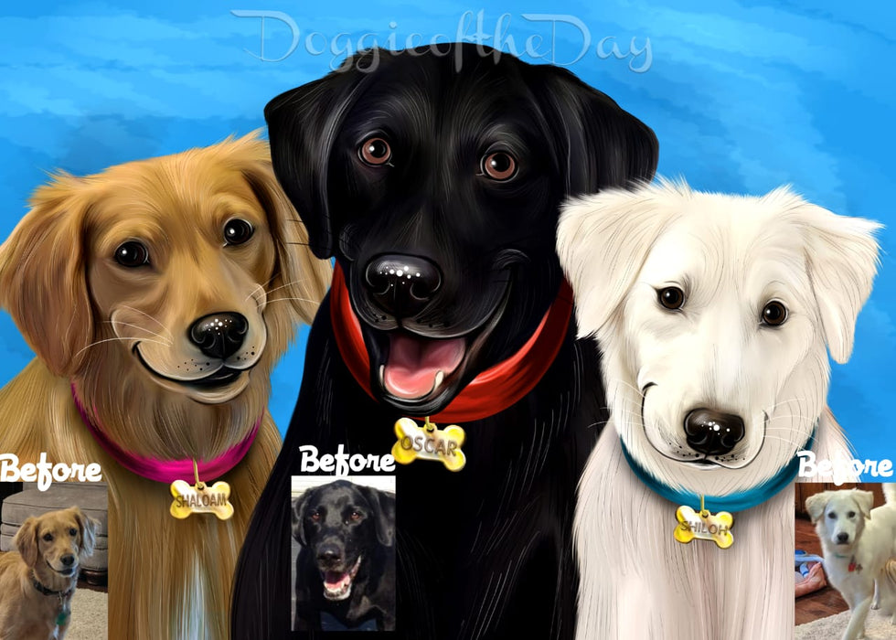 Digital Painting PERSONALIZED Caricature PET PORTRAIT! Custom Pet Dog or Cat Art