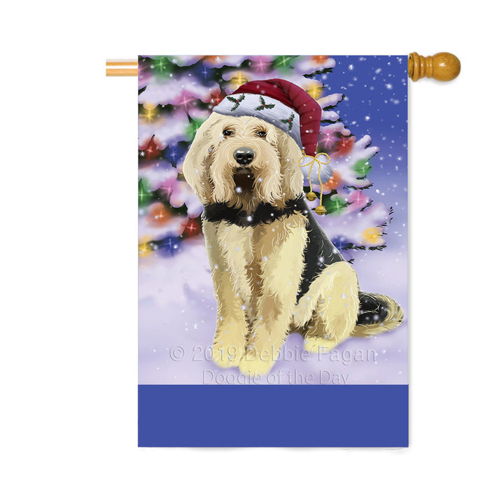 Personalized Winterland Wonderland Otterhound Dog In Christmas Holiday Scenic Background Custom House Flag FLG-DOTD-A61411