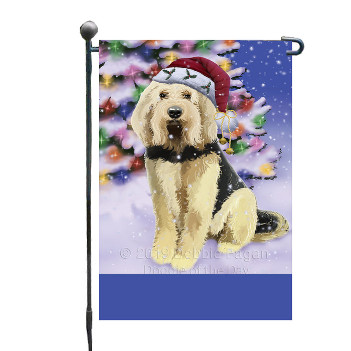 Personalized Winterland Wonderland Otterhound Dog In Christmas Holiday Scenic Background Custom Garden Flags GFLG-DOTD-A61355