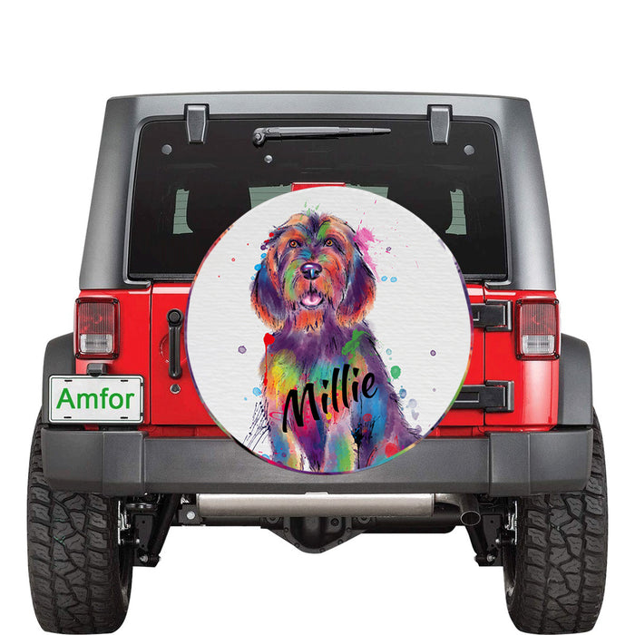 Custom Pet Name Personalized Watercolor Otterhound Dog Car Tire Cover