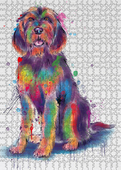 Watercolor Otterhound Dog Portrait Jigsaw Puzzle for Adults Animal Interlocking Puzzle Game Unique Gift for Dog Lover's with Metal Tin Box
