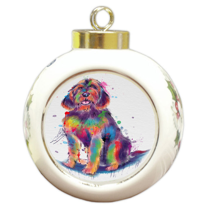 Watercolor Otterhound Dog Round Ball Christmas Ornament RBPOR58776