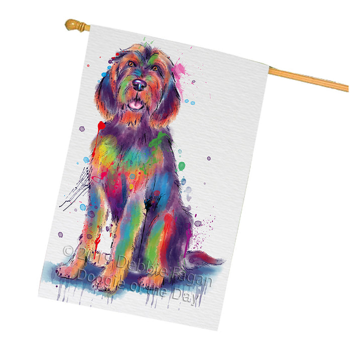 Watercolor Otterhound Dog House Flag FLG66428