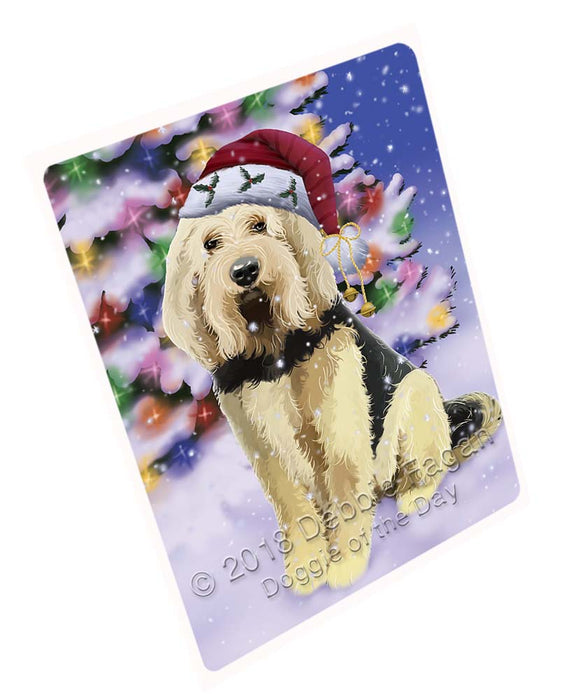 Winterland Wonderland Otterhound Dog In Christmas Holiday Scenic Background Large Refrigerator / Dishwasher Magnet RMAG96528
