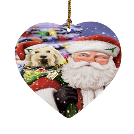 Santa Carrying Otterhound Dog and Christmas Presents Heart Christmas Ornament HPOR55869