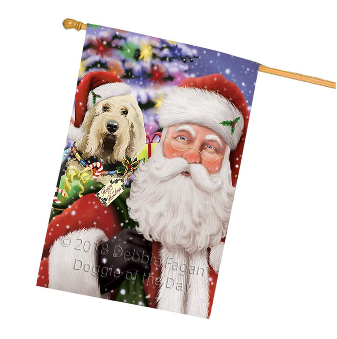 Santa Carrying Otterhound Dog and Christmas Presents House Flag FLG55942