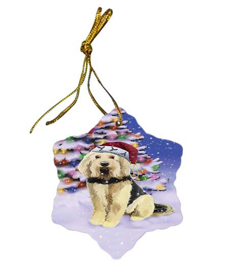 Winterland Wonderland Otterhound Dog In Christmas Holiday Scenic Background Star Porcelain Ornament SPOR56066