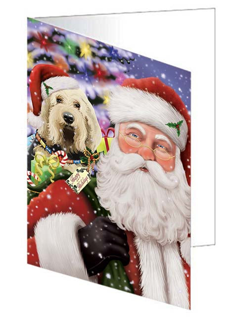 Santa Carrying Otterhound Dog and Christmas Presents Handmade Artwork Assorted Pets Greeting Cards and Note Cards with Envelopes for All Occasions and Holiday Seasons GCD71054