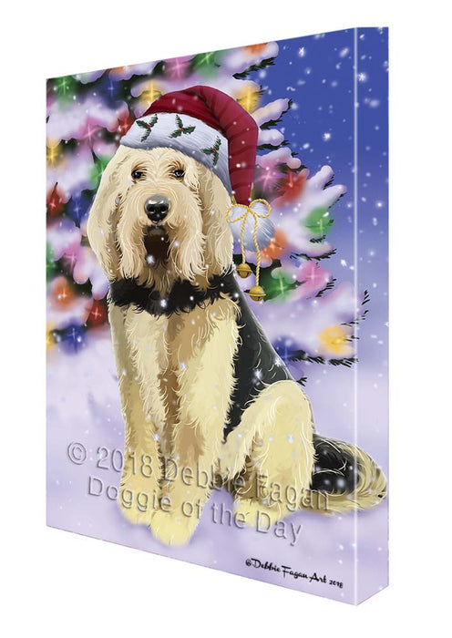 Winterland Wonderland Otterhound Dog In Christmas Holiday Scenic Background Canvas Print Wall Art Décor CVS121319
