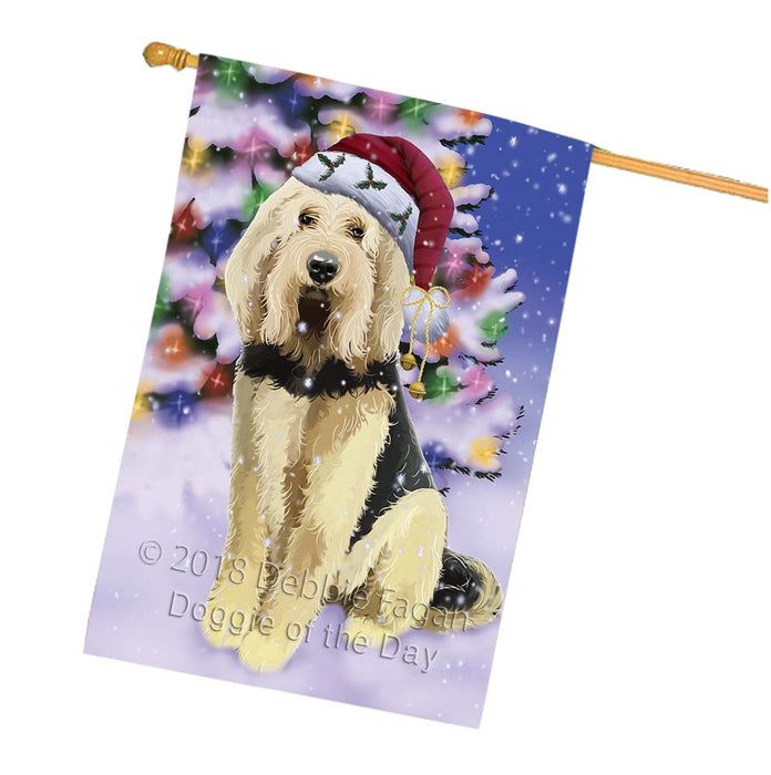Winterland Wonderland Otterhound Dog In Christmas Holiday Scenic Background House Flag FLG56139