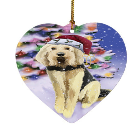 Winterland Wonderland Otterhound Dog In Christmas Holiday Scenic Background Heart Christmas Ornament HPOR56066