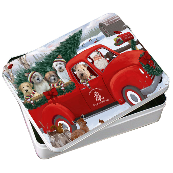 Christmas Santa Express Delivery Wheaten Terriers Dog Family Photo Storage Tin PITN55022