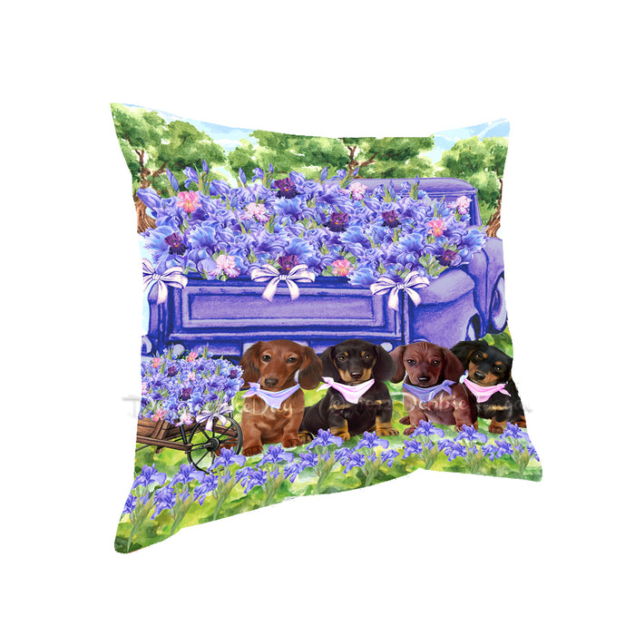 Iris Purple Truck  Dachshund Dog Pillow with Top Quality High-Resolution Images - Ultra Soft Pet Pillows for Sleeping - Reversible & Comfort - Ideal Gift for Dog Lover - Cushion for Sofa Couch Bed - 100% Polyester