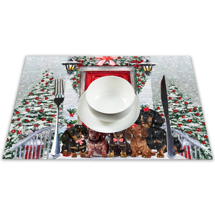 Christmas Holiday Welcome Red Door Dachshund Dogs Placemat