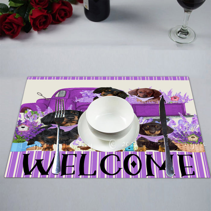 Purple Truck Floral Dachshund Dogs Placemat