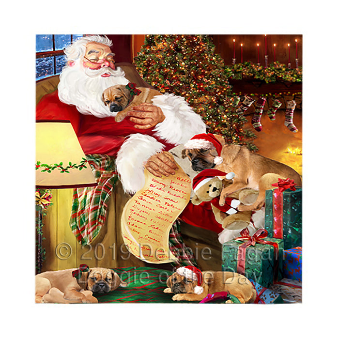 Santa Sleeping with Puggle Dogs Square Towel 