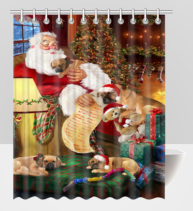 Santa Sleeping with Puggle Dogs Shower Curtain