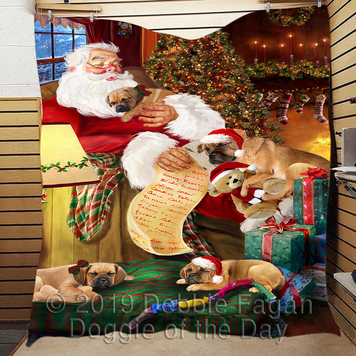 Santa Sleeping with Puggle Dogs Quilt