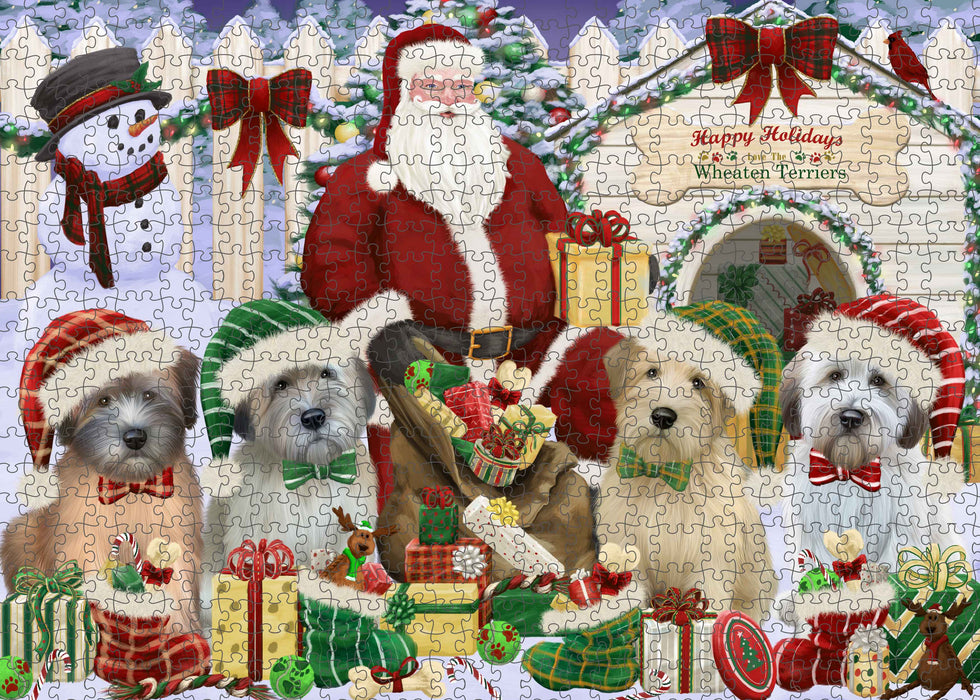 Christmas Dog House Wheaten Terriers Dog Puzzle with Photo Tin PUZL61767