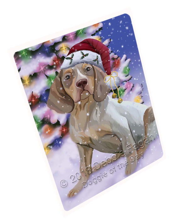 Winterland Wonderland Pachon Navarr Dog In Christmas Holiday Scenic Background Cutting Board C72270