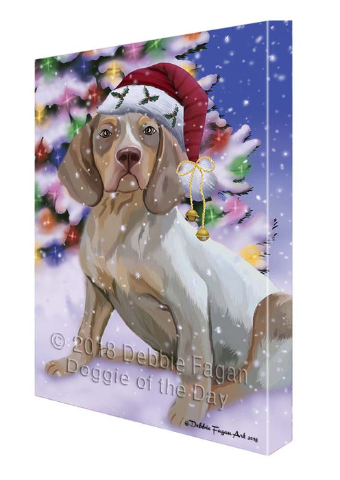 Winterland Wonderland Pachon Navarr Dog In Christmas Holiday Scenic Background Canvas Print Wall Art Décor CVS121328